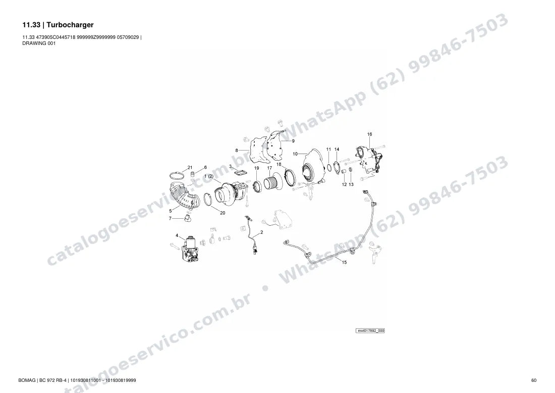 Catálogo de peças Bomag BC 972 RB-4: vista explodida do conjunto 11.33 Turbocharger