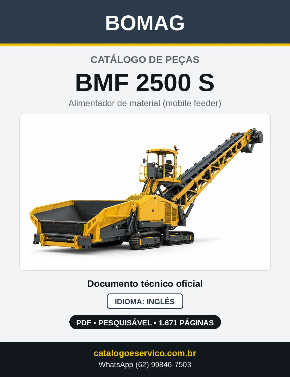 Capa do Catálogo de Peças Bomag BMF 2500 S em PDF