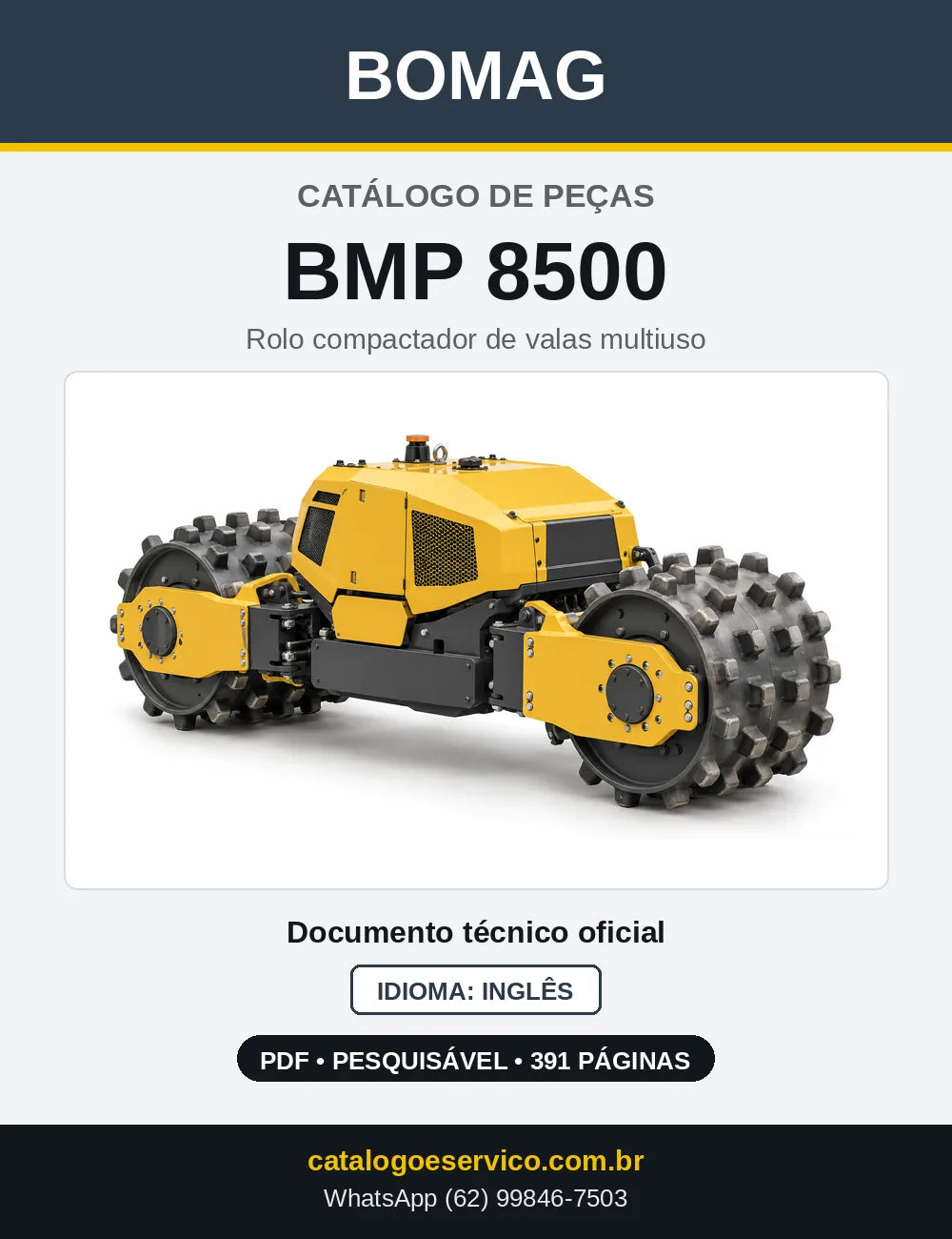 Capa do Catálogo de Peças Bomag BMP 8500 em PDF