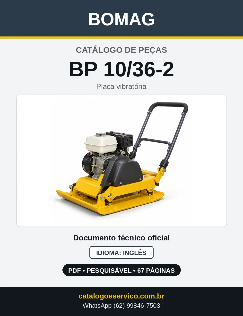 Capa do Catálogo de Peças Bomag BP 10/36-2 em PDF
