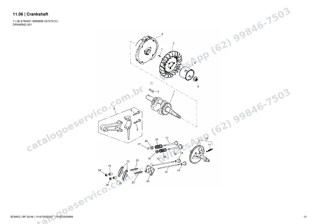 Catálogo de peças Bomag BP 20/48: vista explodida do conjunto 11.06 Crankshaft