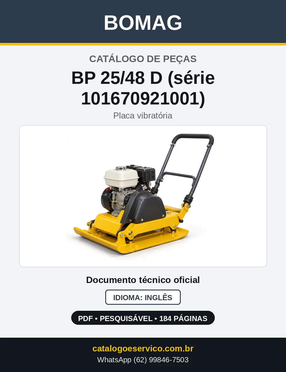 Capa do Catálogo de Peças Bomag BP 25/48 D (série 101670921001) em PDF