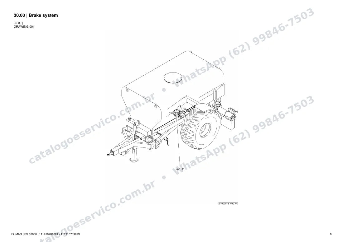 Catálogo de peças Bomag BS 10000: vista explodida do conjunto 30.00 Brake system