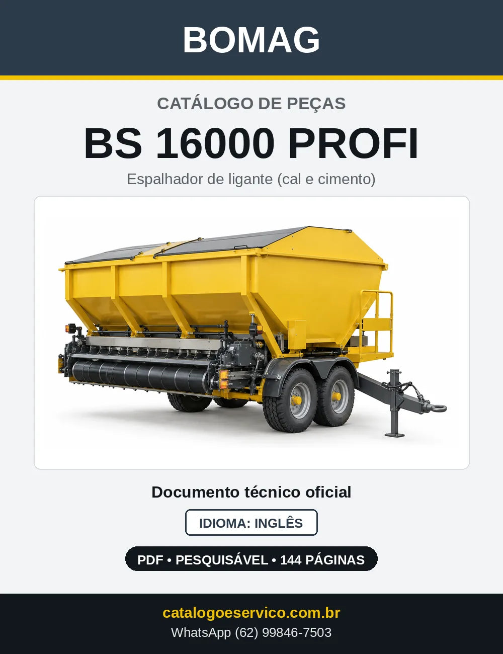Capa do Catálogo de Peças Bomag BS 16000 PROFI em PDF