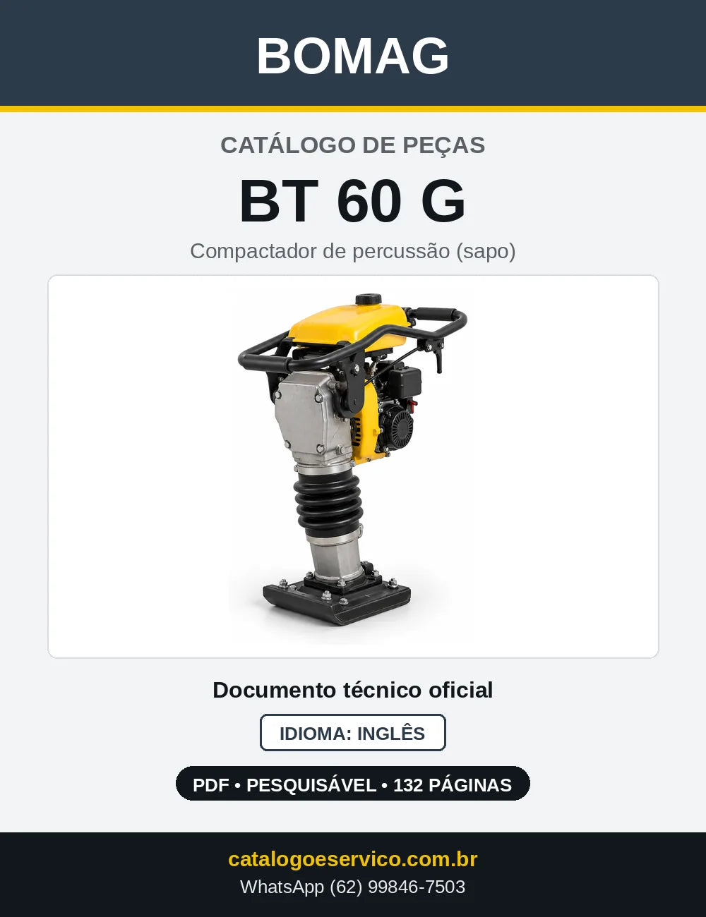 Capa do Catálogo de Peças Bomag BT 60 G em PDF