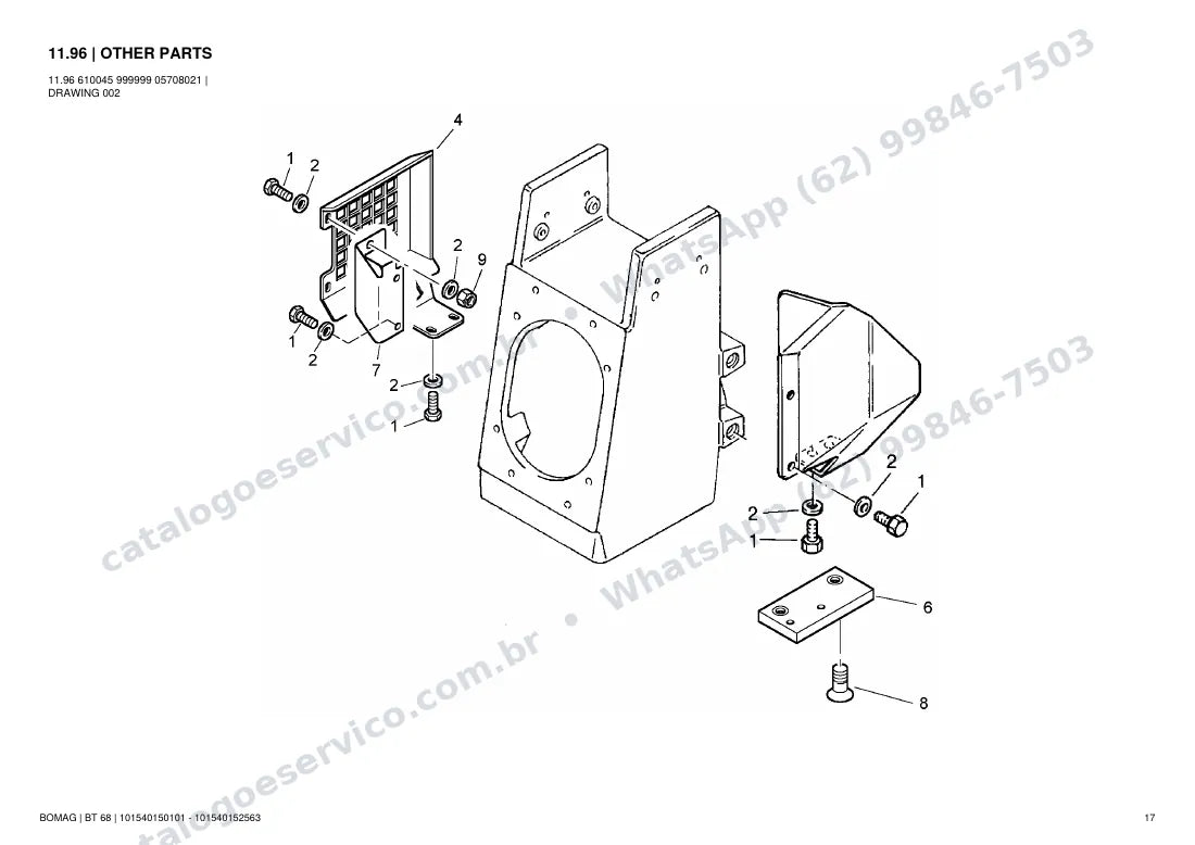 Catálogo de peças Bomag BT 68: vista explodida do conjunto 11.96 OTHER PARTS