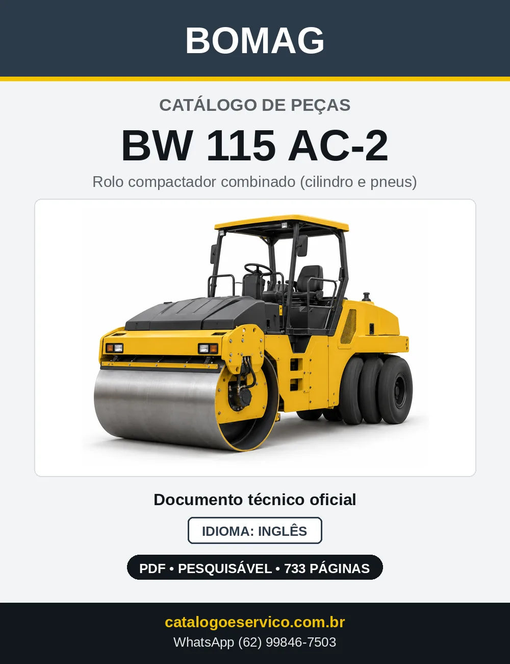 Capa do Catálogo de Peças Bomag BW 115 AC-2 em PDF