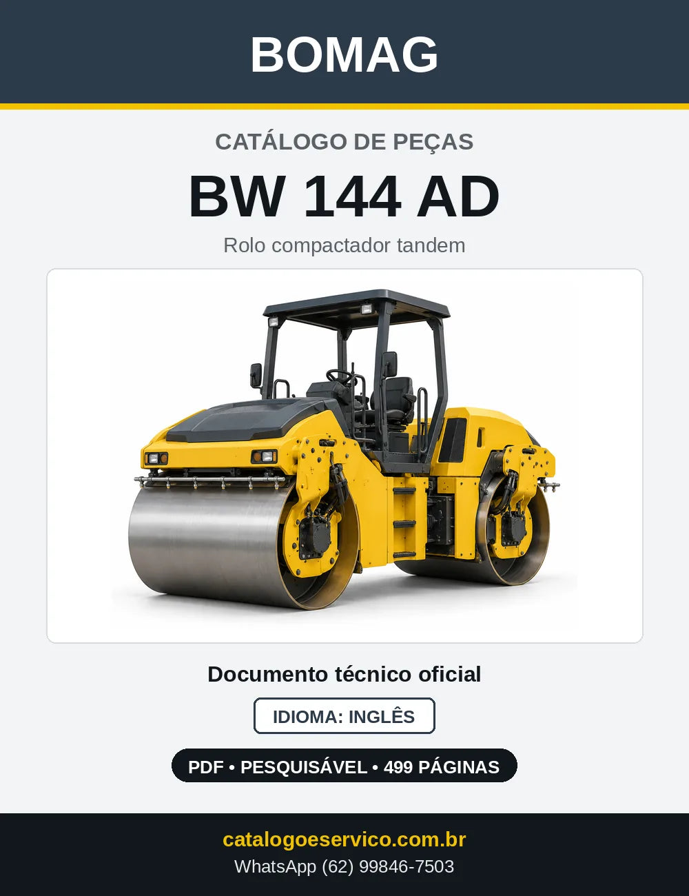 Capa do Catálogo de Peças Bomag BW 144 AD em PDF
