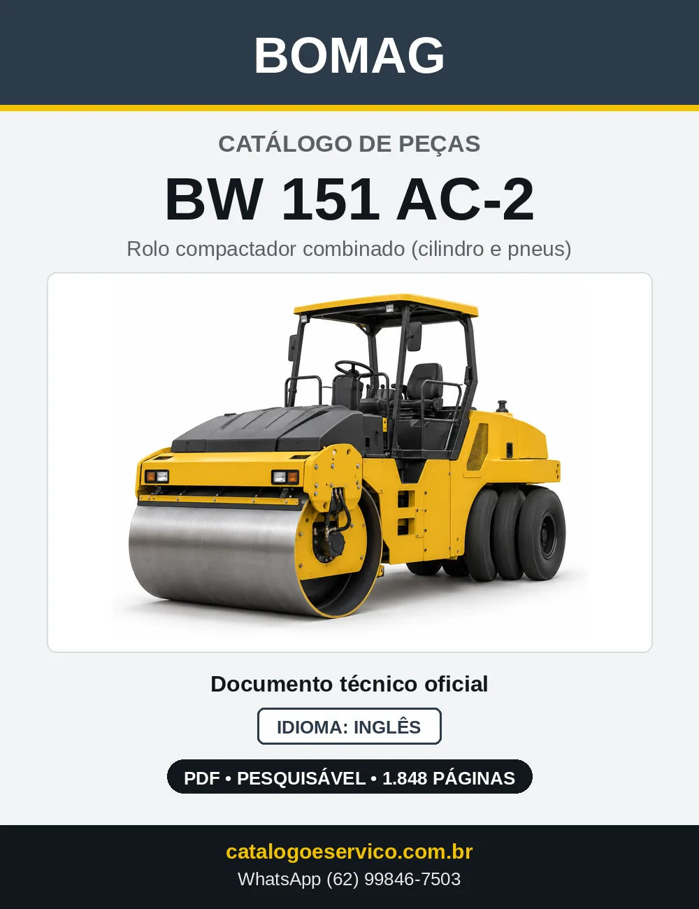 Capa do Catálogo de Peças Bomag BW 151 AC-2 em PDF