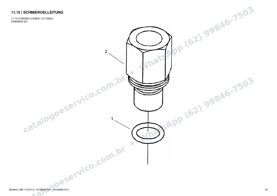 Catálogo de peças Bomag BW 179 DH-3: vista explodida do conjunto 11.15 SCHMIEROELLEITUNG
