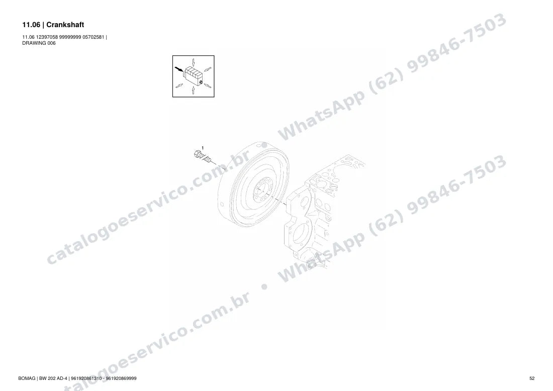 Catálogo de peças Bomag BW 202 AD-4: vista explodida do conjunto 11.06 Crankshaft