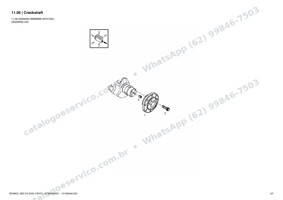 Catálogo de peças Bomag BW 216 DHC-3 BVC: vista explodida do conjunto 11.06 Crankshaft