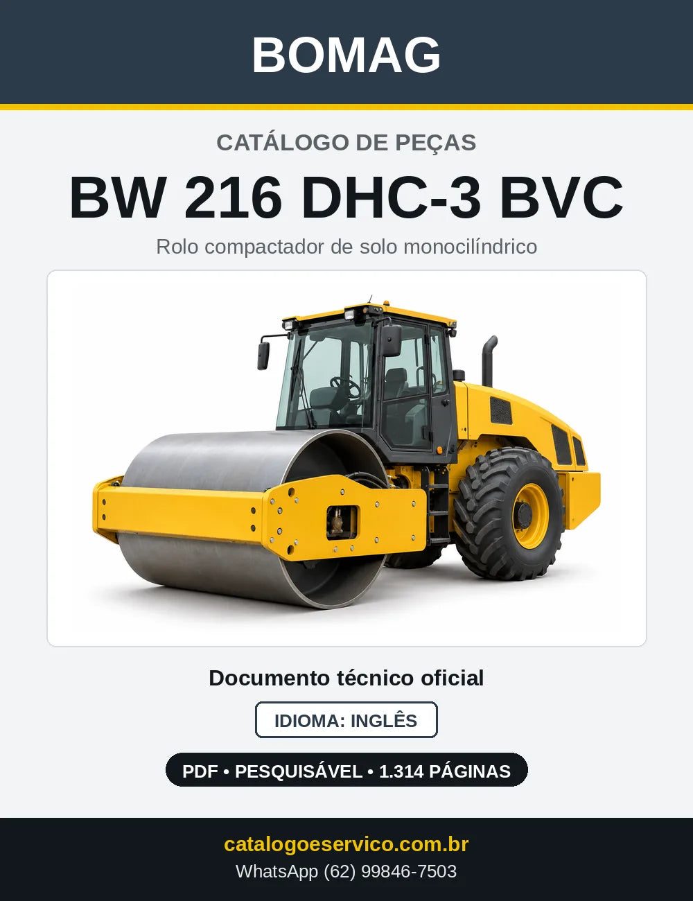 Capa do Catálogo de Peças Bomag BW 216 DHC-3 BVC em PDF