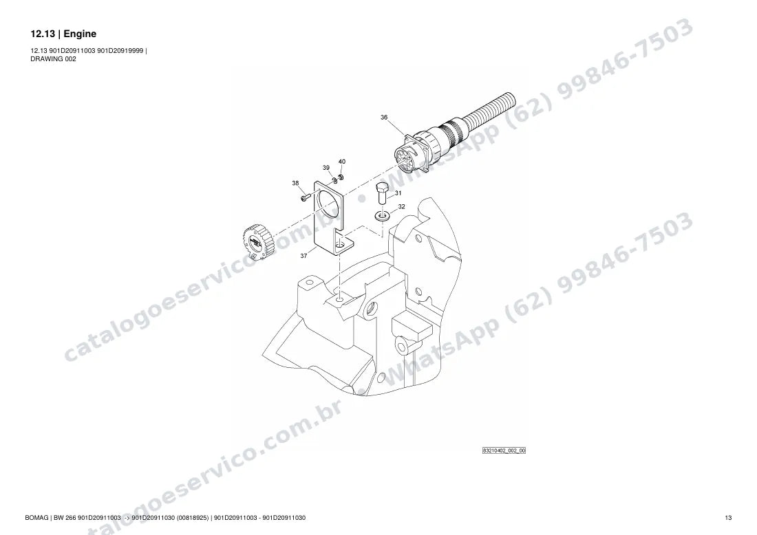Catálogo de peças Bomag BW 266: vista explodida do conjunto 12.13 Engine