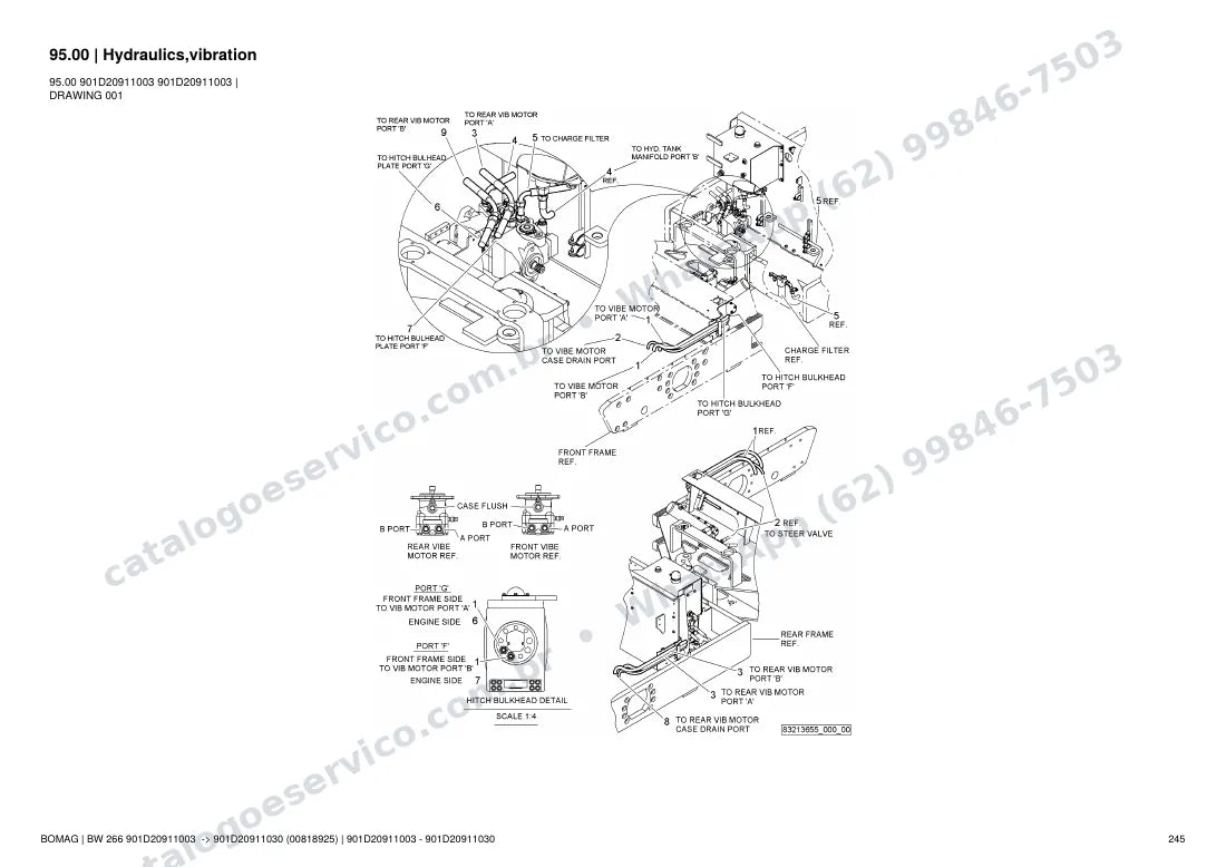 Catálogo de peças Bomag BW 266: vista explodida do conjunto 95.00 Hydraulics,vibration
