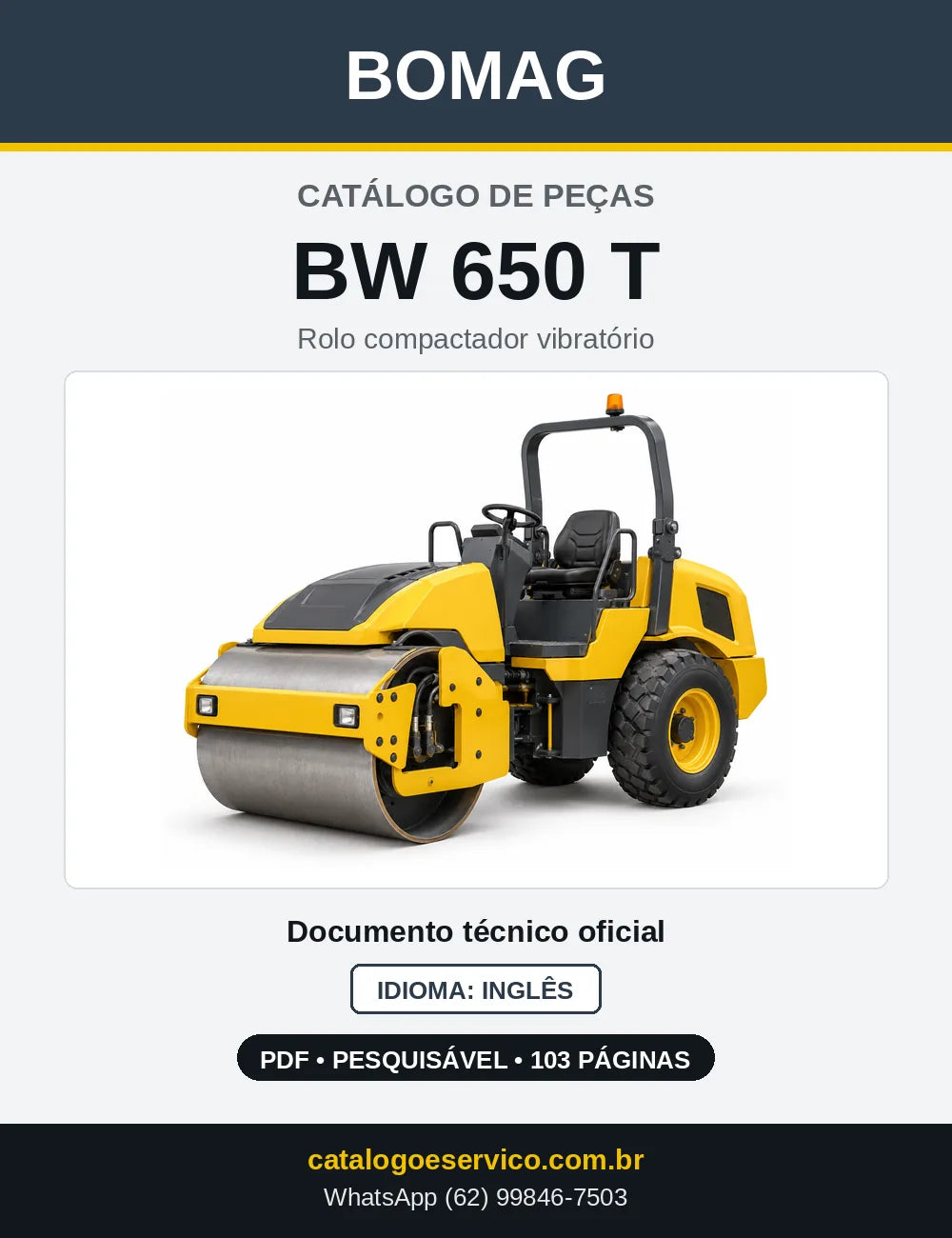 Capa do Catálogo de Peças Bomag BW 650 T em PDF