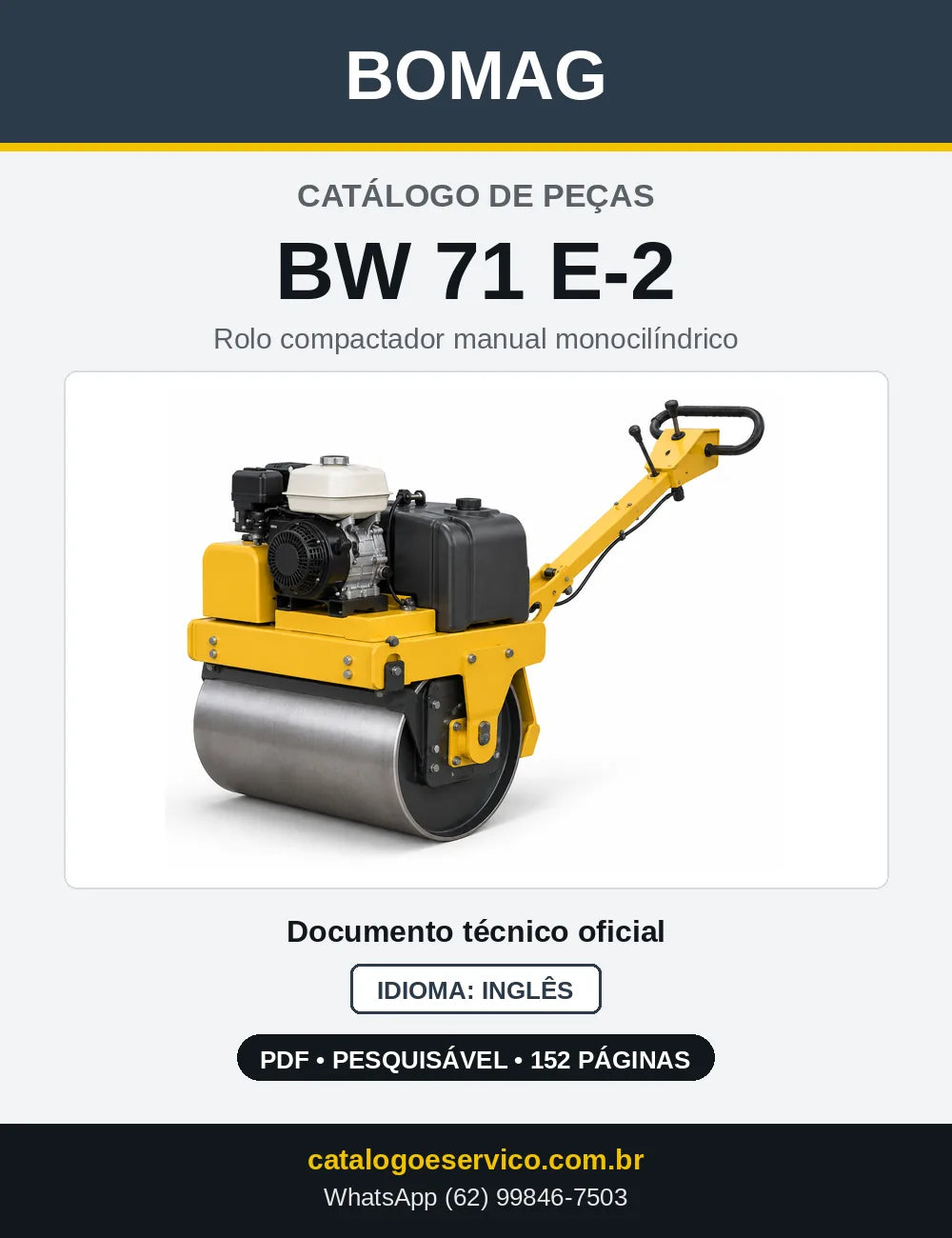 Capa do Catálogo de Peças Bomag BW 71 E-2 em PDF