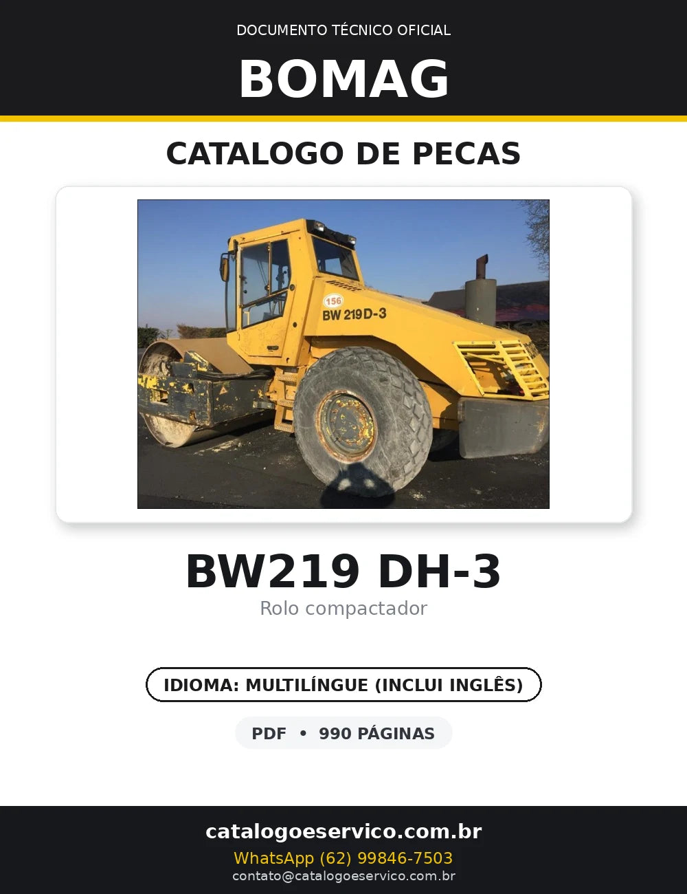 Catalogo De Peças BOMAG - BW219 DH-3 - Single Drum Roller — capa