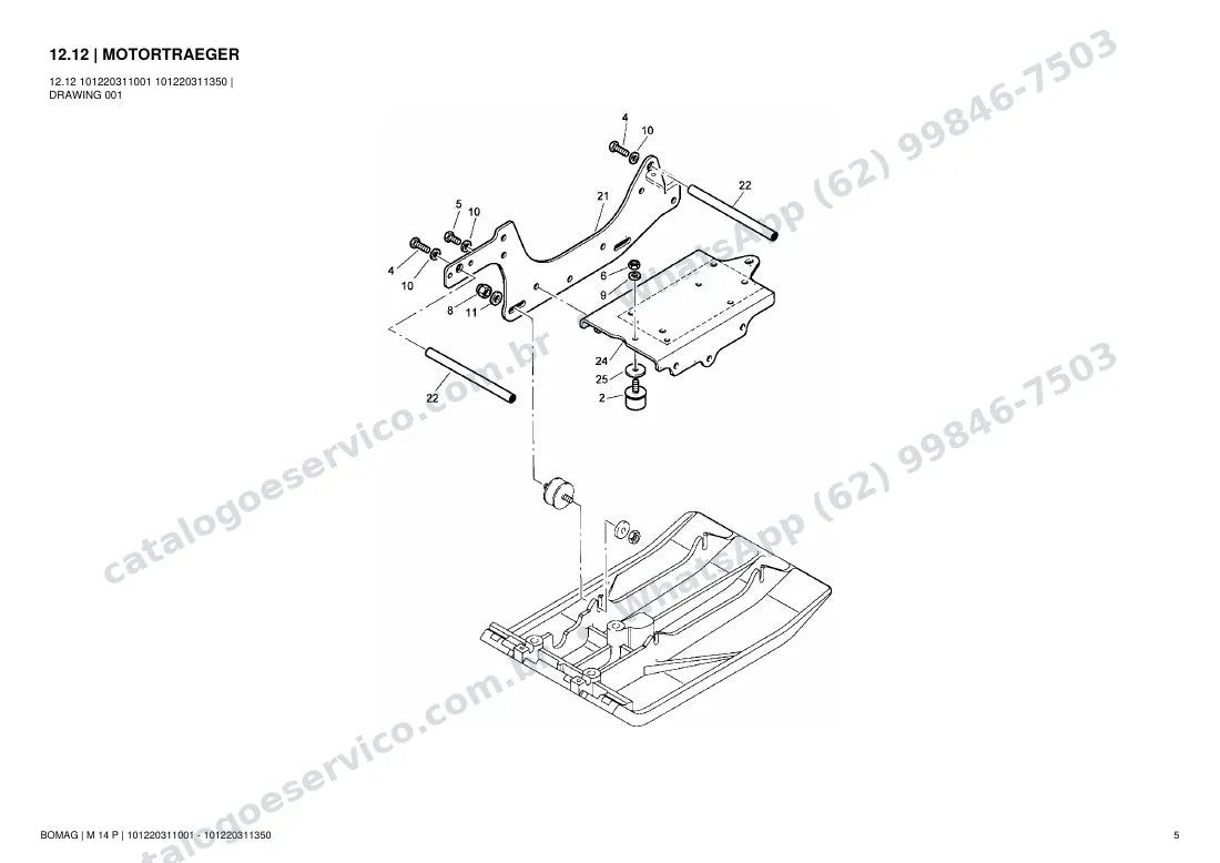 Catálogo de peças Bomag M 14 P: vista explodida do conjunto 12.12 MOTORTRAEGER