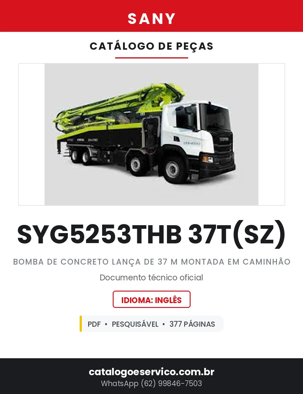Catálogo de Peças SANY SYG5253THB 37T(SZ) Bomba Lança de 37 Metros — 377 Páginas em PDF — capa