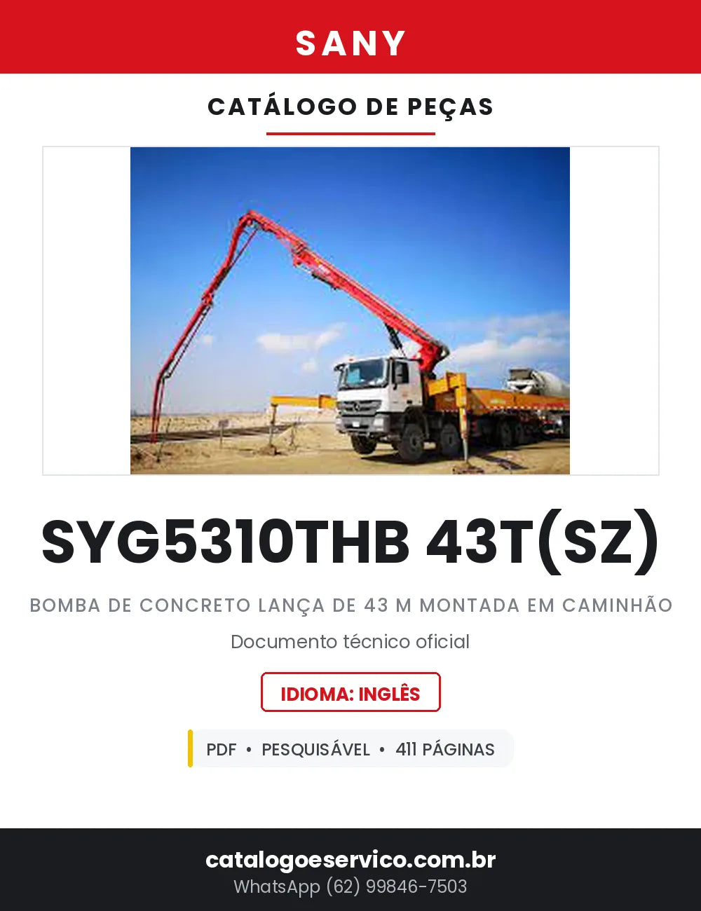 Catálogo de Peças SANY SYG5310THB 43T(SZ) Bomba Lança de 43 Metros — 411 Páginas em PDF — capa