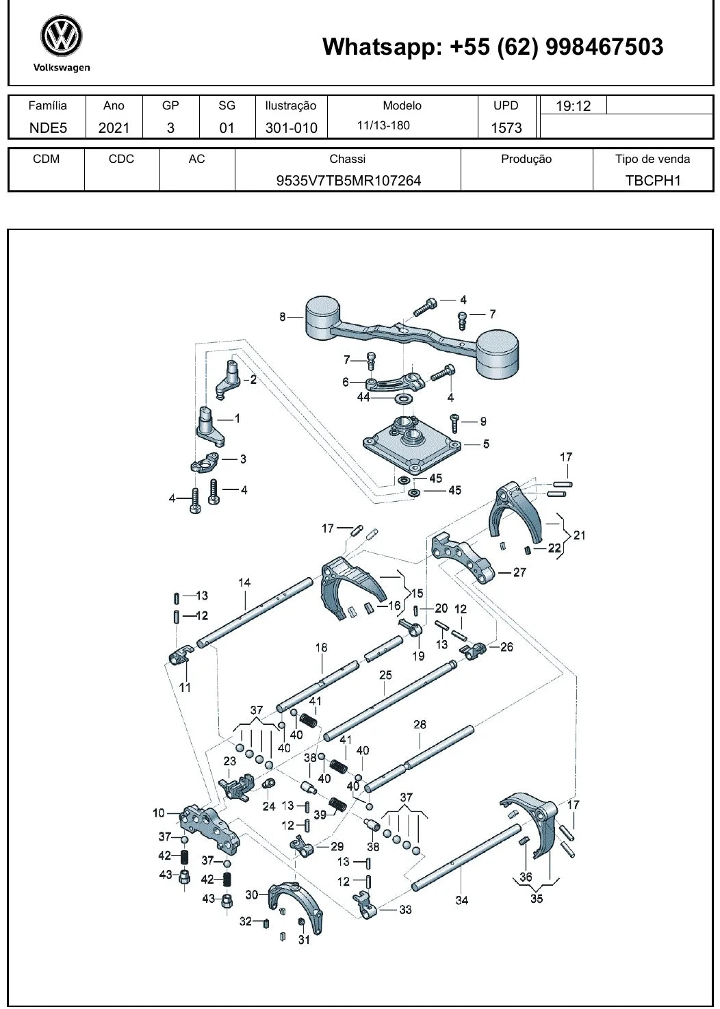 Catálogo de Peças Volkswagen 13.180 — vista explodida 1