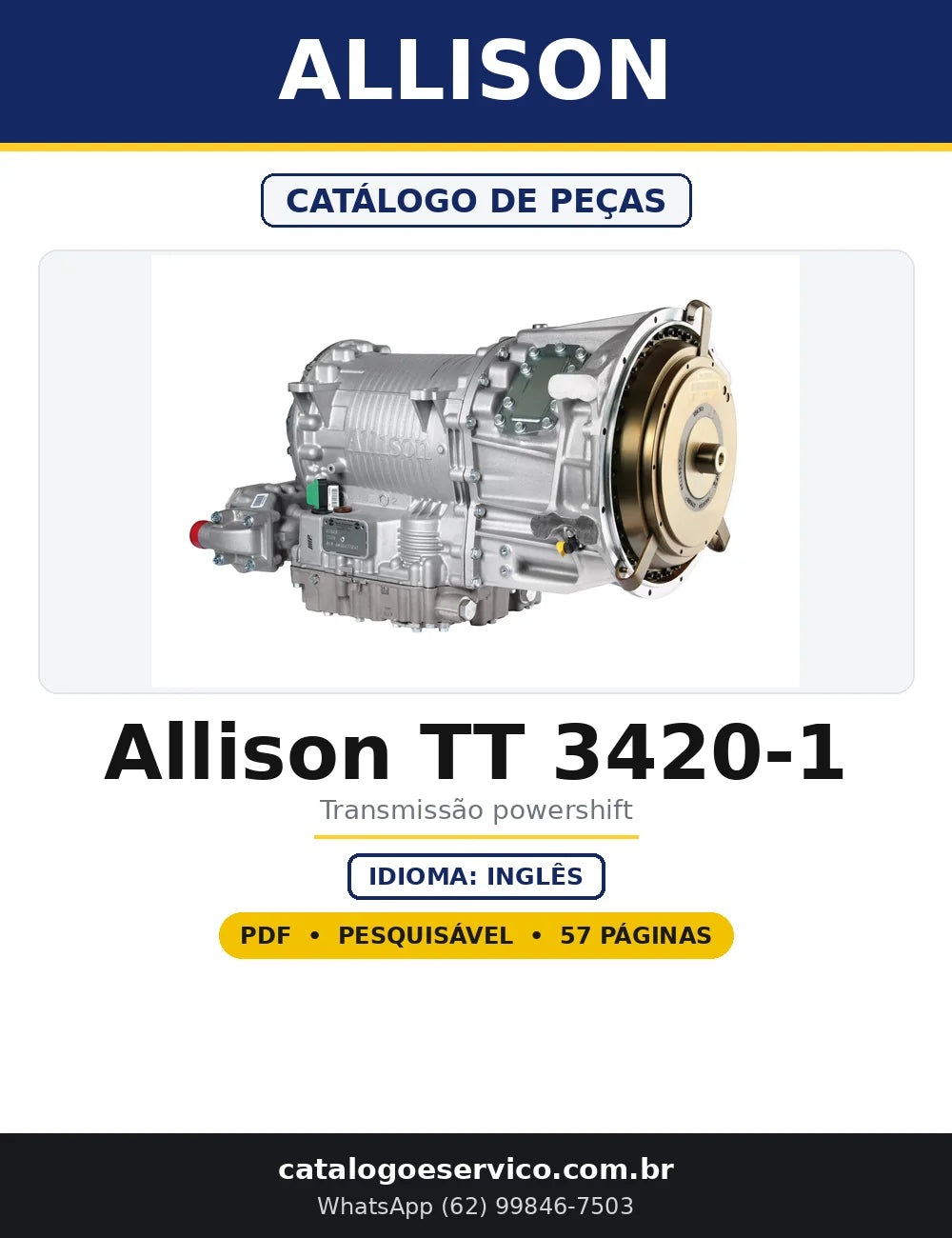 Capa do Catálogo de Peças Allison Allison TT 3420-1 em PDF com 57 páginas