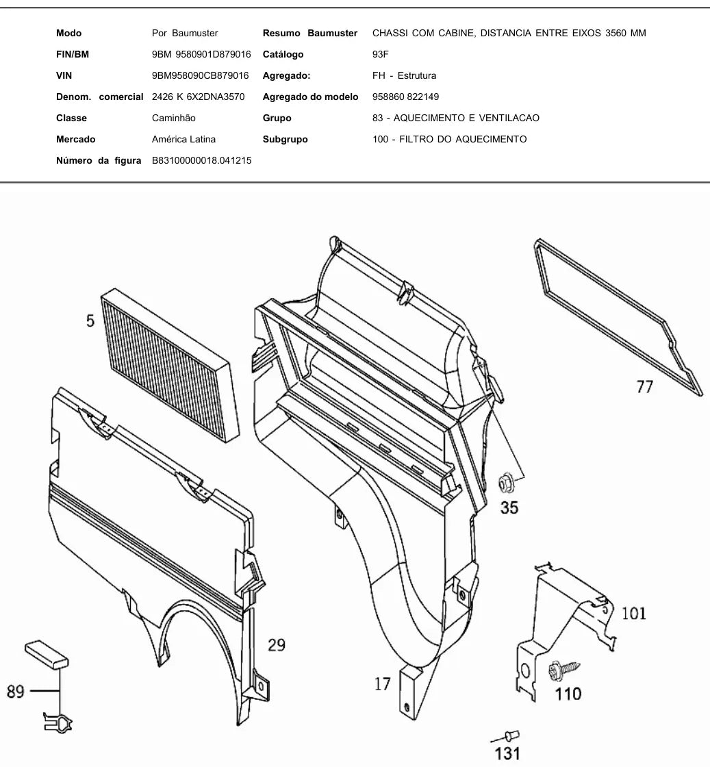 Catálogo de Peças Mercedes-Benz Atego 2426 — vista explodida 1
