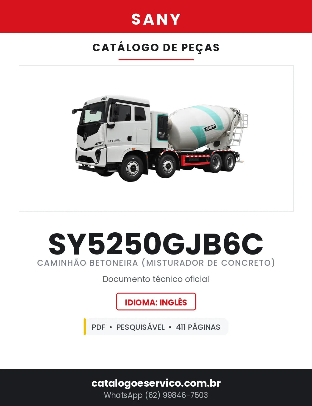 Catálogo de Peças SANY SY5250GJB6C Caminhão Betoneira — 411 Páginas em PDF — capa