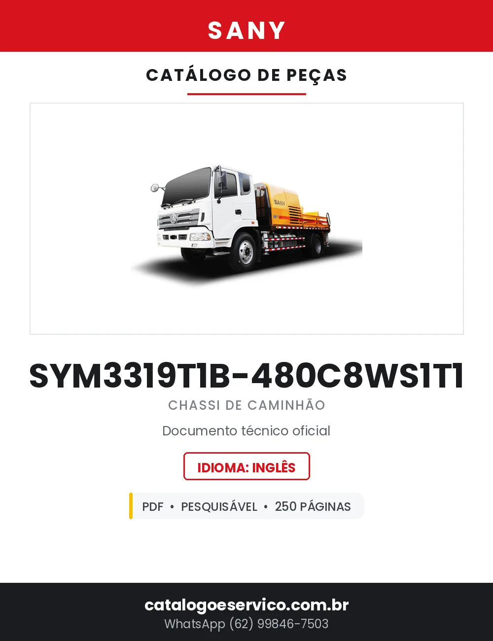 Catálogo de Peças SANY SYM3319T1B Chassi de Caminhão — 250 Páginas em PDF — capa
