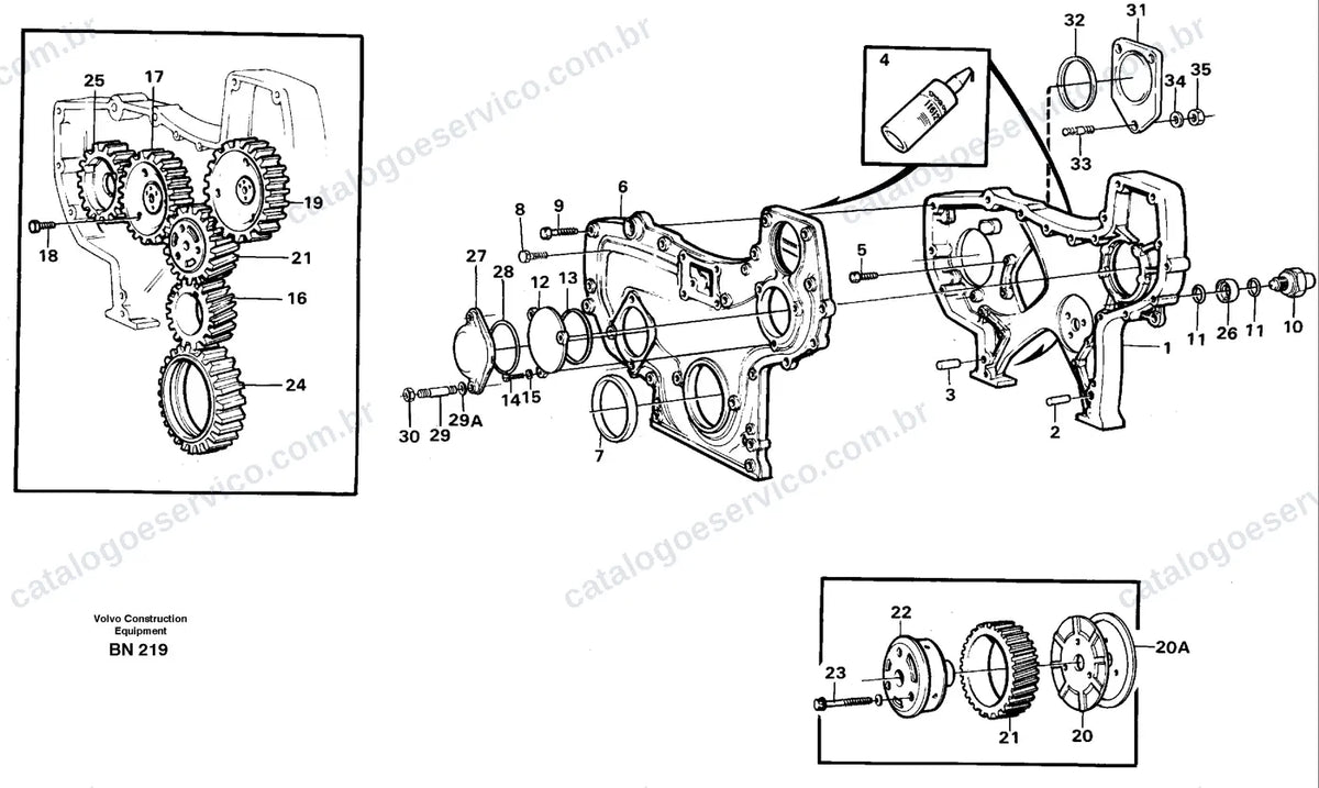 Vista explodida – motor – Catálogo de Peças Volvo A25C e A25C 4x4