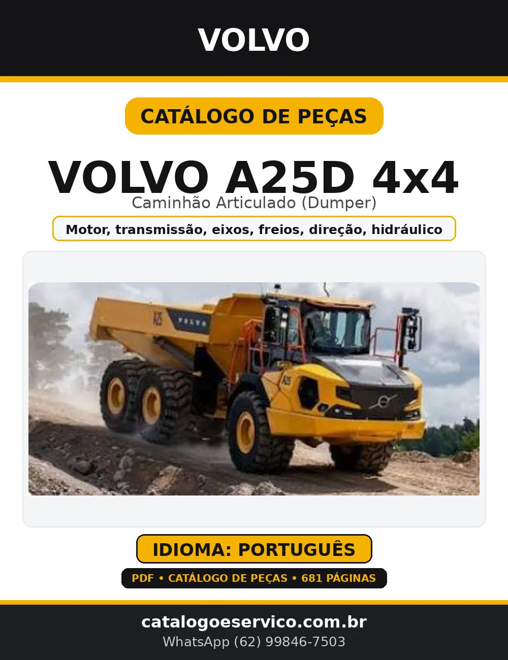 Catálogo de Peças Volvo A25D — capa