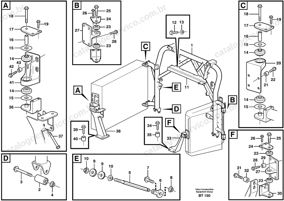 Vista explodida – motor – Catálogo de Peças Volvo A40D