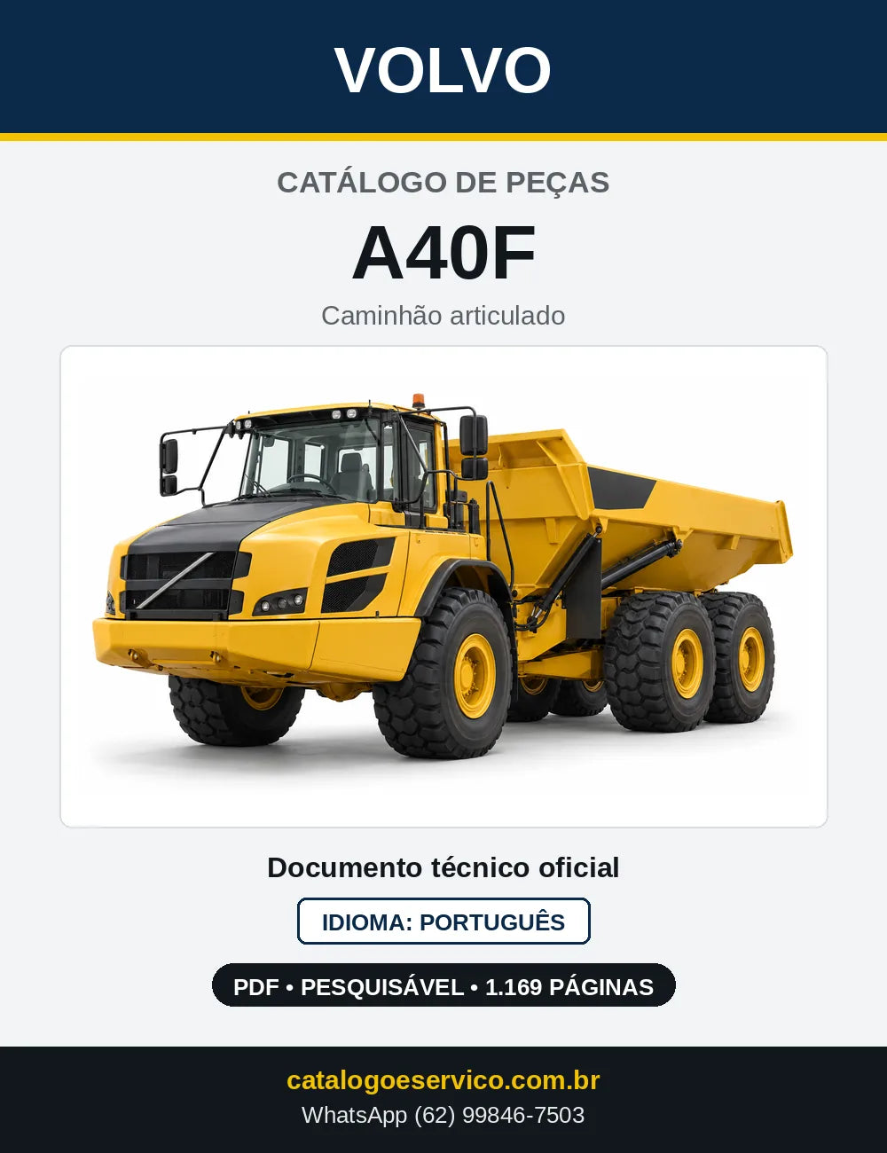 Capa do Catálogo de Peças Volvo A40F – caminhão articulado