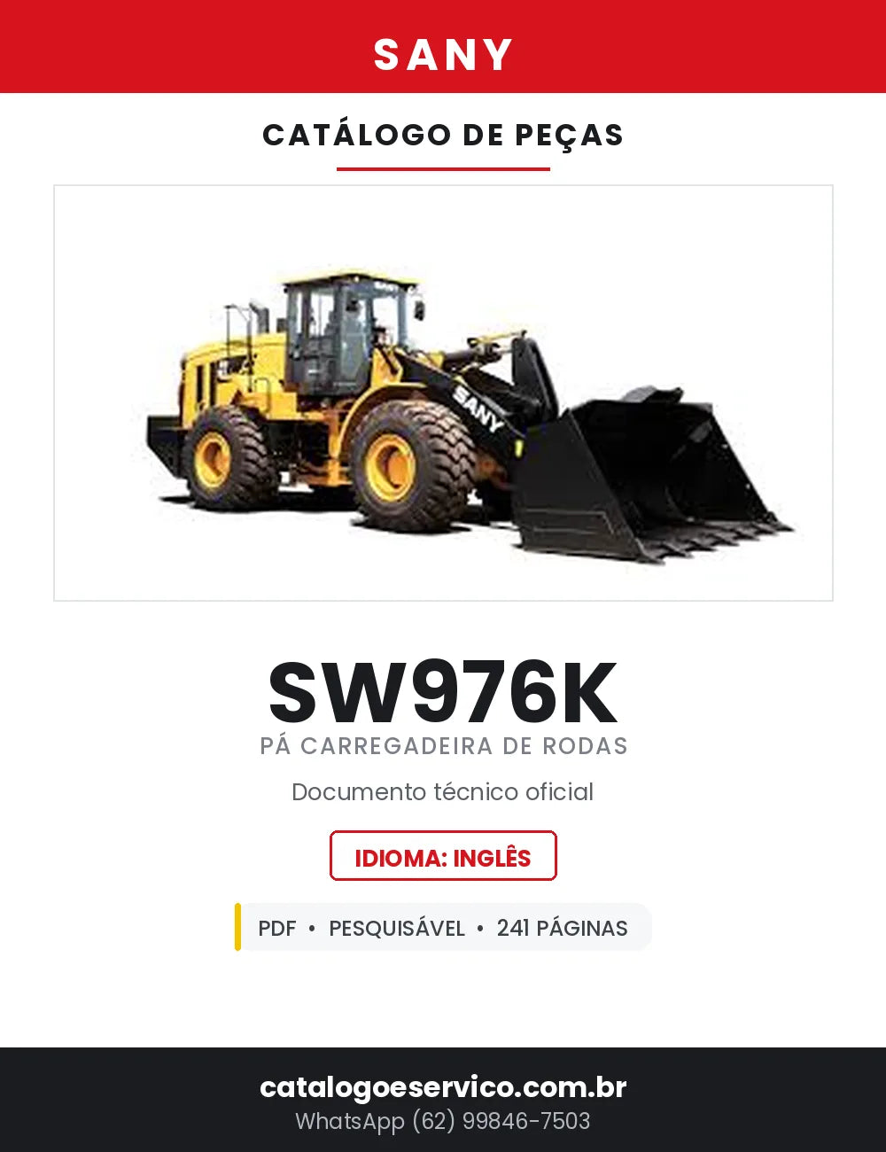 Catálogo de Peças SANY SW976K Pá Carregadeira de Rodas — 241 Páginas em PDF — capa