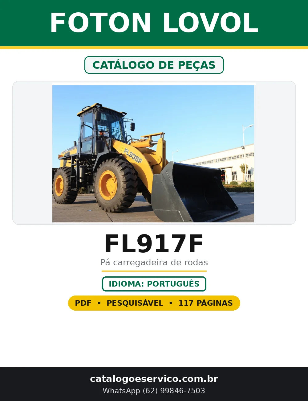 Capa do Catálogo de Peças Foton Lovol FL917F em PDF com 117 páginas
