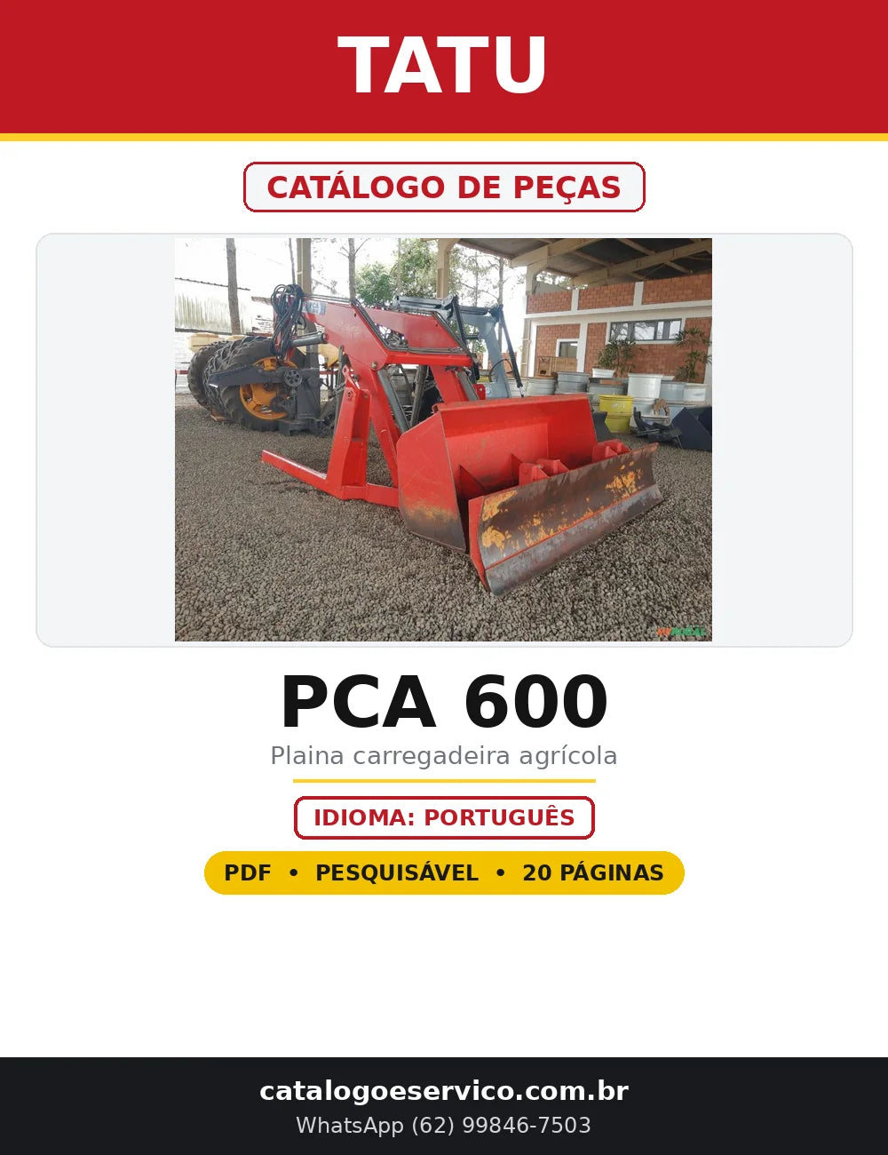 Capa do Catálogo de Peças Tatu PCA 600 em PDF com 20 páginas