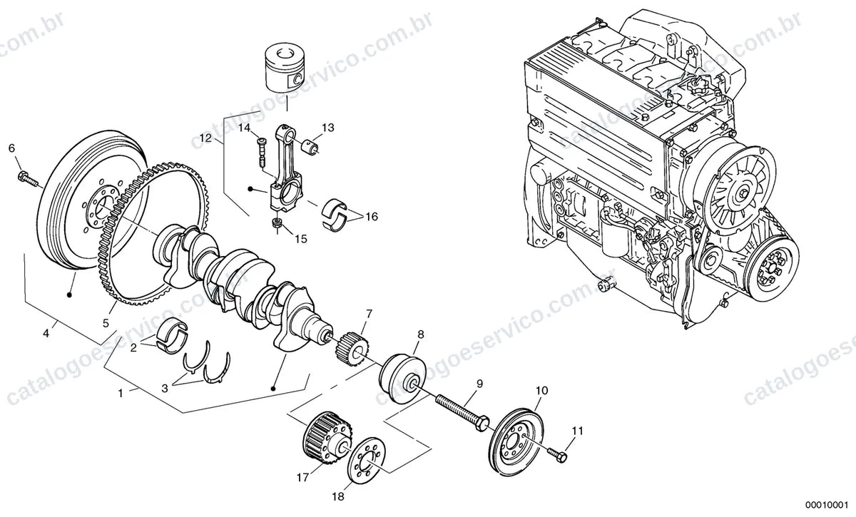 Vista explodida – motor – Catálogo de Peças Volvo L30B