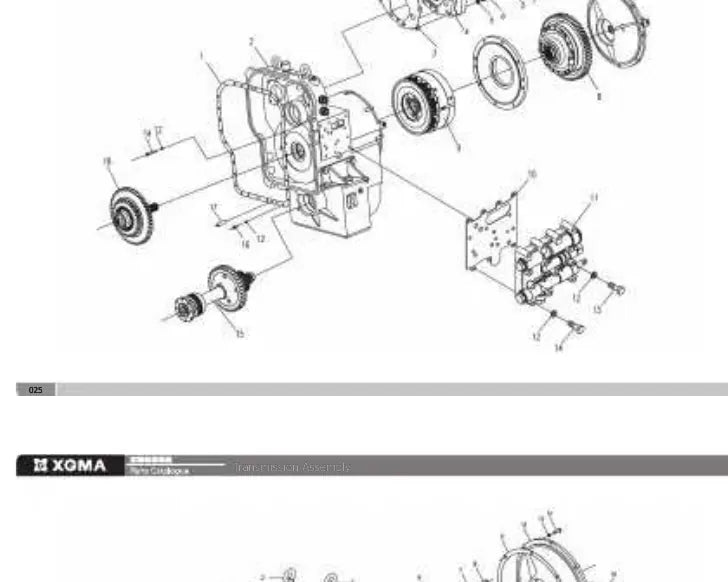 Página interna do Catálogo de Peças XGMA XG935 III — Pá carregadeira de rodas
