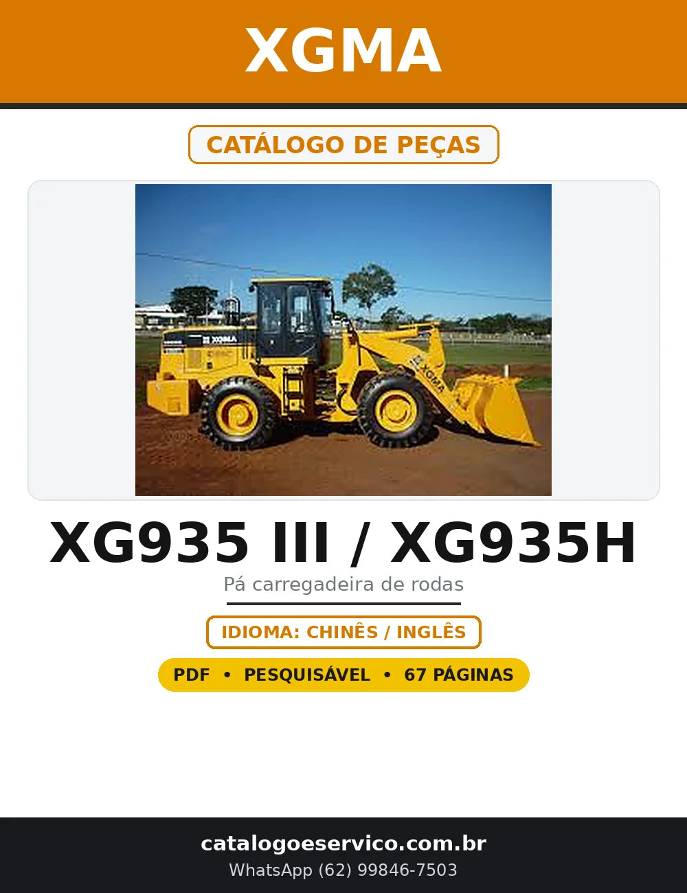 Capa do Catálogo de Peças XGMA XG935 III em PDF com 67 páginas