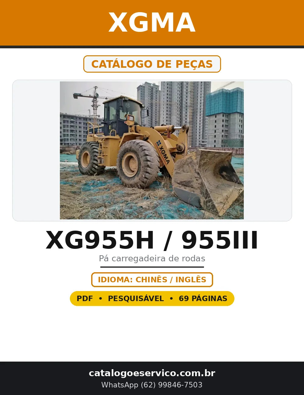 Capa do Catálogo de Peças XGMA XG955H / 955III em PDF com 69 páginas