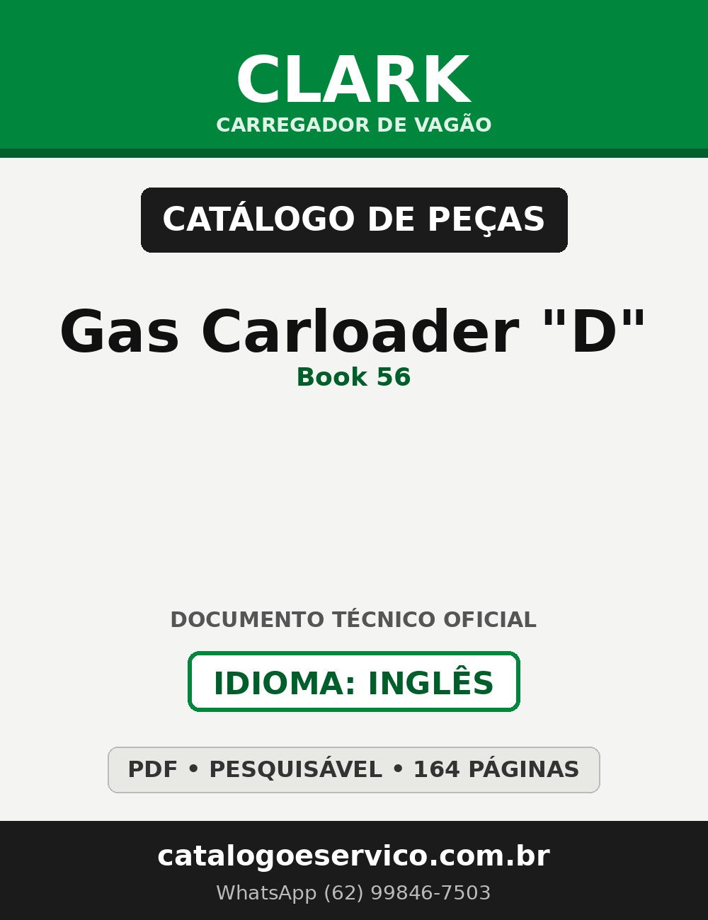 Catálogo de Peças Carregador de Vagão Clark Gas Carloader "D" (Book 56)