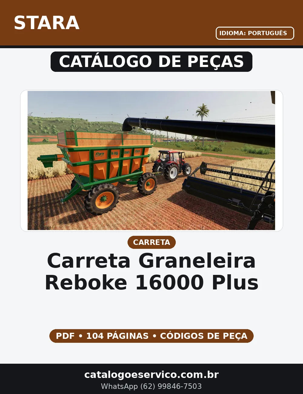 CATALOGO DE PEÇAS CARRETA GRANELEIRA STARA - REBOKE 16000 PLUS — capa do catálogo de peças