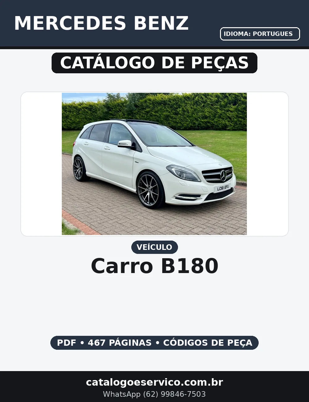 CATALOGO DE PEÇAS CARRO - B180 MERCEDES BENZ — capa do catálogo de peças