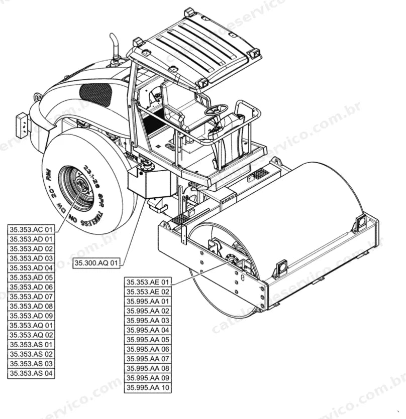 Catálogo de Peças Case 1107EX — vista explodida de peças, imagem 4
