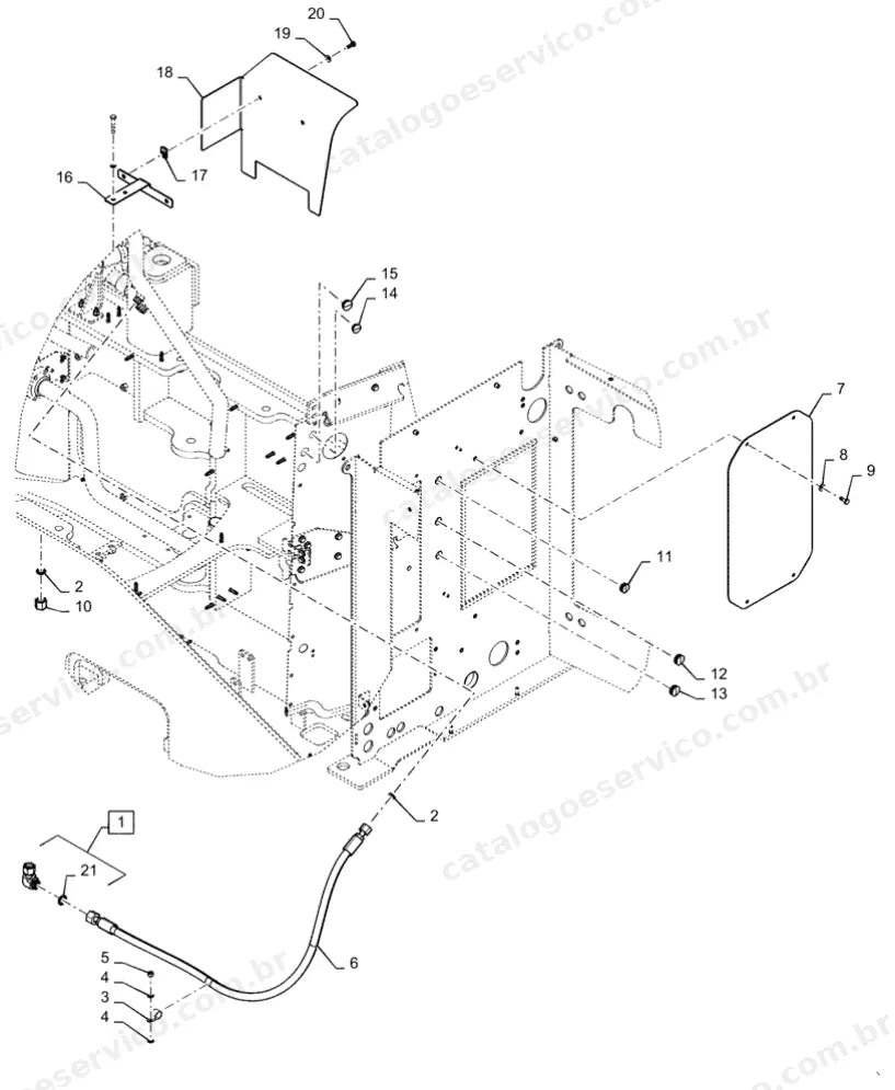 Catálogo de Peças Case 1121F — vista explodida de peças, imagem 2