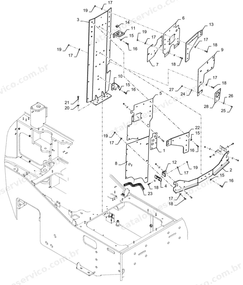 Catálogo de Peças Case 1121G — vista explodida de peças, imagem 3