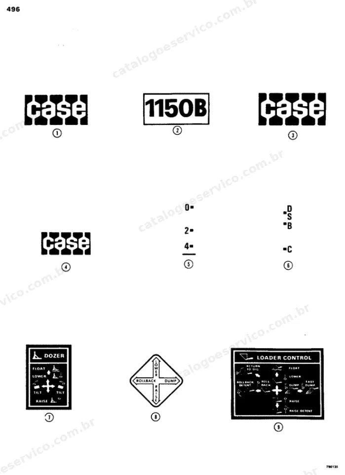 Catálogo de Peças Case 1150B — vista explodida de peças, imagem 4