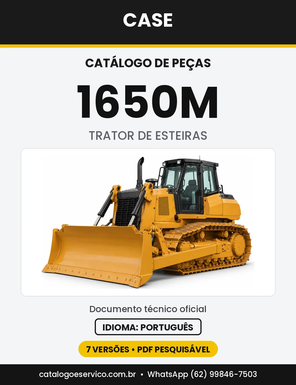 Catálogo de Peças Case 1650M (XLT, XLT BD, XLT PAT, WT-LGP, LGP PAT) — capa do catálogo em PDF
