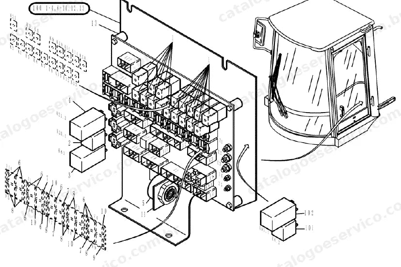 Catálogo de Peças Case 321D (Série 591052 e Tier II Europa) — vista explodida de peças, imagem 4